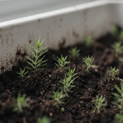 Evergreen Seedlings Sprouting in Humble Soil