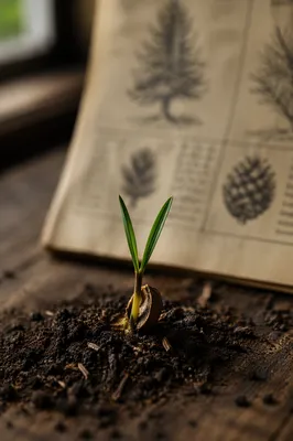 Evergreen Seedling Sprouting in Quiet Hope
