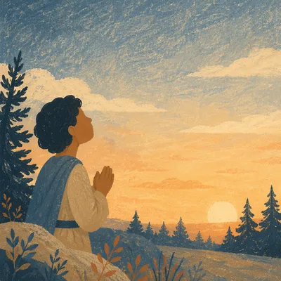Praying Silhouette at Evergreen Sunset