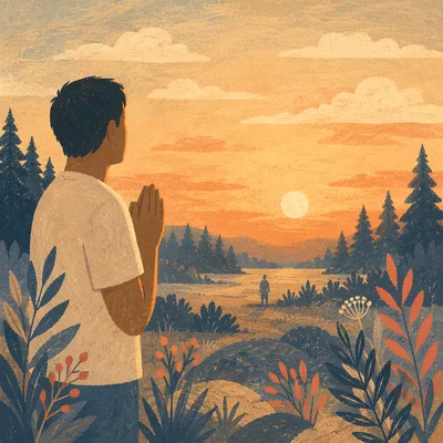 Sunset Prayer Silhouette by Evergreen Horizon