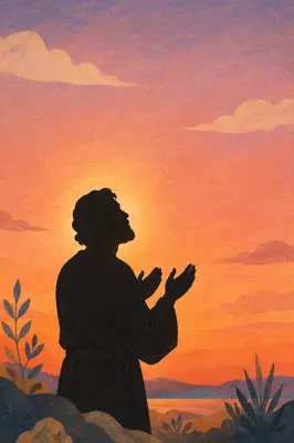 Praying Silhouette Under Peaceful Sunset Sky