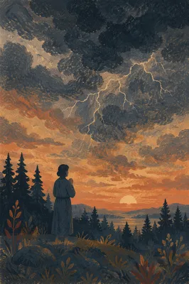 Silhouetted Prayer Beneath Stormy Sunset Sky