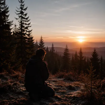 Praying Silhouette by Evergreen Sunset