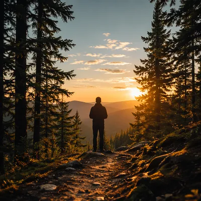 Silhouetted Prayer at Evergreen Sunset