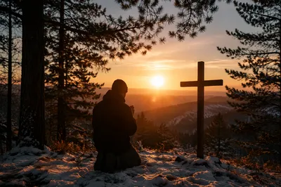 Silhouetted Prayer at Evergreen Sunset Ridge