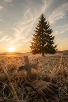 Lone Evergreen Tree at Golden Hour