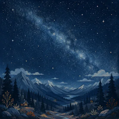 Milky Way Over Evergreen Mountain Valley