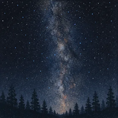 Milky Way Over Quiet Evergreen Forest