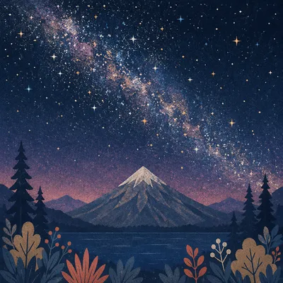 Milky Way Over Evergreen Mountain Lake
