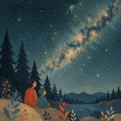 Milky Way Over Quiet Evergreen Forest