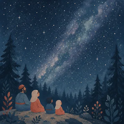 Milky Way Over Quiet Evergreen Forest