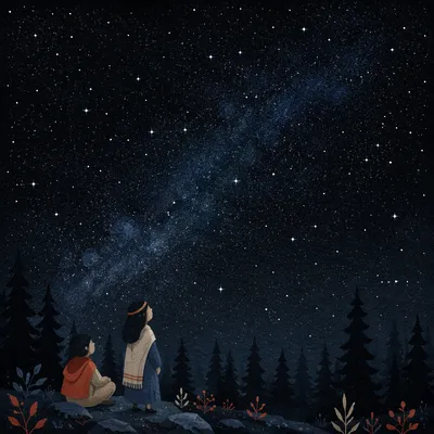 Milky Way Over Quiet Evergreen Forest