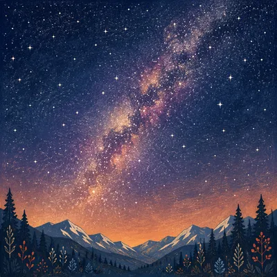 Milky Way Over Evergreen Mountain Valley