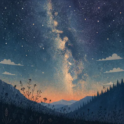 Milky Way Over Evergreen Mountain Valley