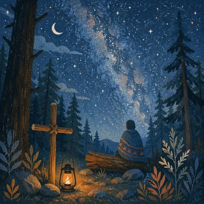 Milky Way Prayer in Evergreen Clearing