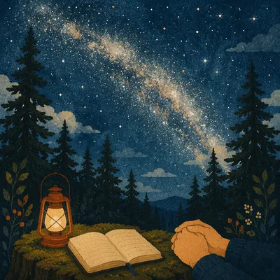 Milky Way Prayer in Evergreen Forest