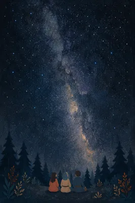 Milky Way Over Quiet Evergreen Forest