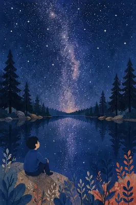 Milky Way Over Evergreen Wilderness Lake