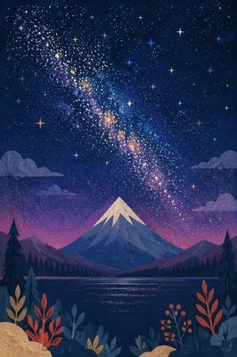 Milky Way Over Evergreen Mountain Lake