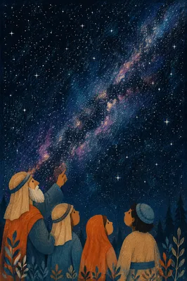 Milky Way Over Evergreen Night Sky