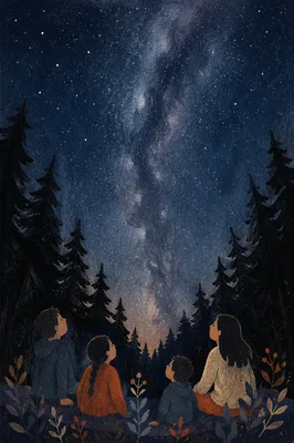 Milky Way Above Evergreen Chapel Silhouettes