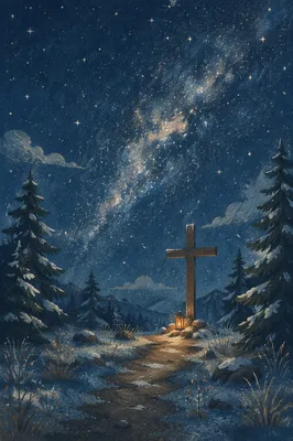 Milky Way Cross in Evergreen Clearing