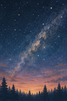 Milky Way Above Evergreen Forest