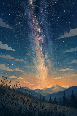 Milky Way Over Evergreen Mountain Valley