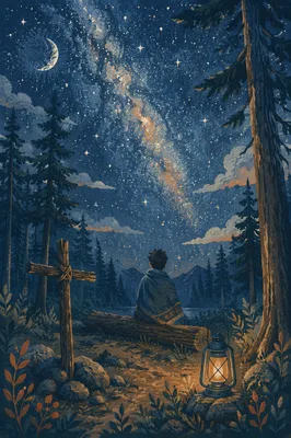 Milky Way Prayer in Evergreen Forest