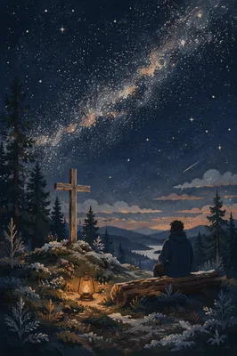 Milky Way Prayer in Evergreen Forest
