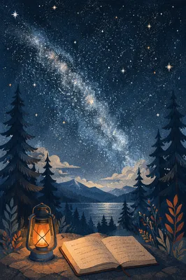 Milky Way Over Quiet Evergreen Forest