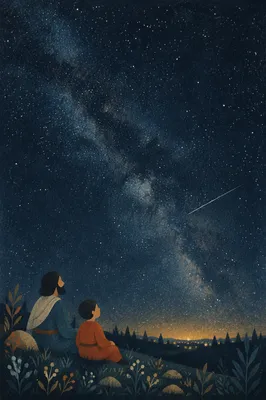 Starry Night Sky with Milky Way Horizon