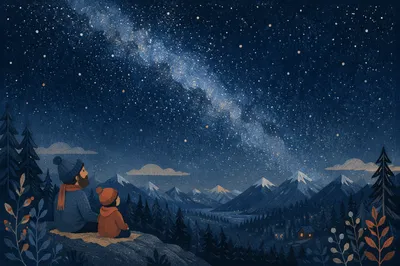 Milky Way Over Evergreen Mountain Valley