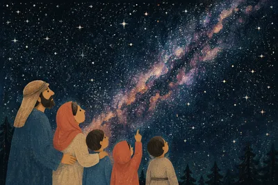 Milky Way Over Evergreen Night Sky