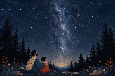 Milky Way Above Evergreen Chapel Silhouettes