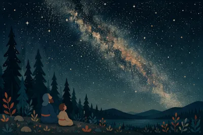 Milky Way Above Quiet Evergreen Forest