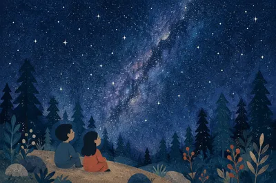 Milky Way Over Quiet Evergreen Forest