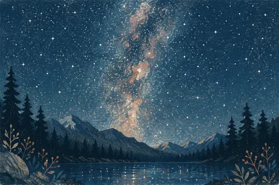 Milky Way Over Evergreen Wilderness
