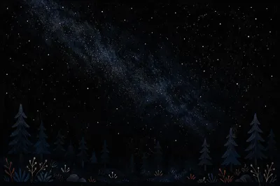 Milky Way Over Evergreen Forest