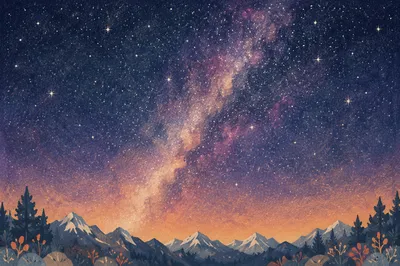 Milky Way Above Evergreen Mountain Valley