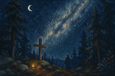 Milky Way Prayer in Evergreen Clearing
