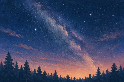 Milky Way Above Evergreen Forest