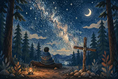 Milky Way Prayer in Evergreen Clearing