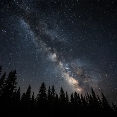 Milky Way Above Evergreen Forest