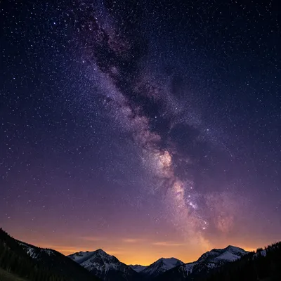 Milky Way Over Evergreen Alpine Valley