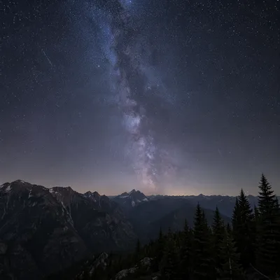 Milky Way Over Evergreen Mountain Ridge