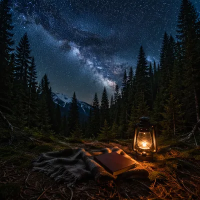 Milky Way Over Quiet Evergreen Prayer Clearing