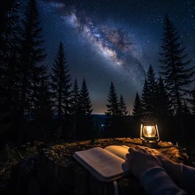 Milky Way Prayer in Evergreen Forest