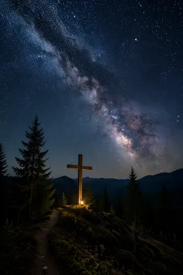 Milky Way Cross on Evergreen Ridge