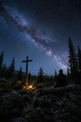 Milky Way Prayer Cross in Evergreen Clearing